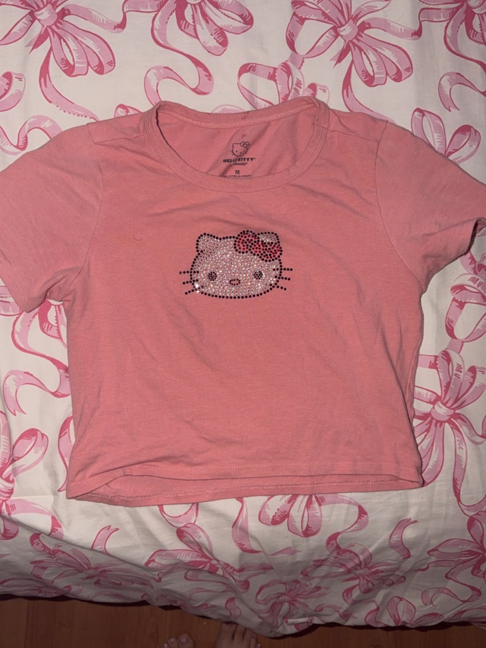 Hot Topic Pink Hello Kitty Rhinestone Short Sleeve Tee